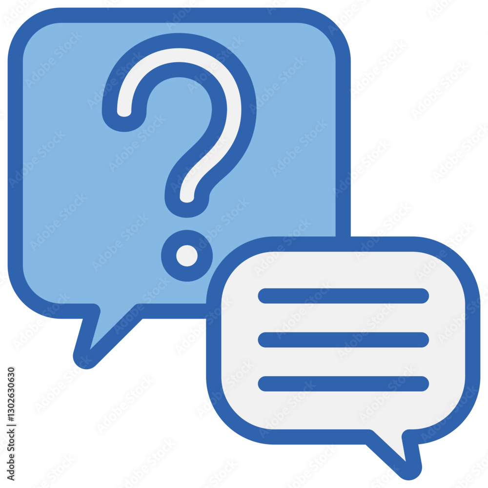 Question Answering Blue White Icon