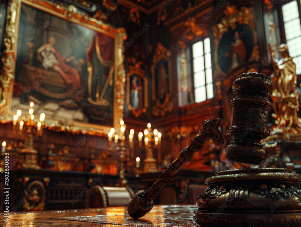 Fototapeta premium Ornate courtroom gavel