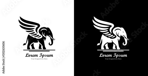 elephant logo design with wings