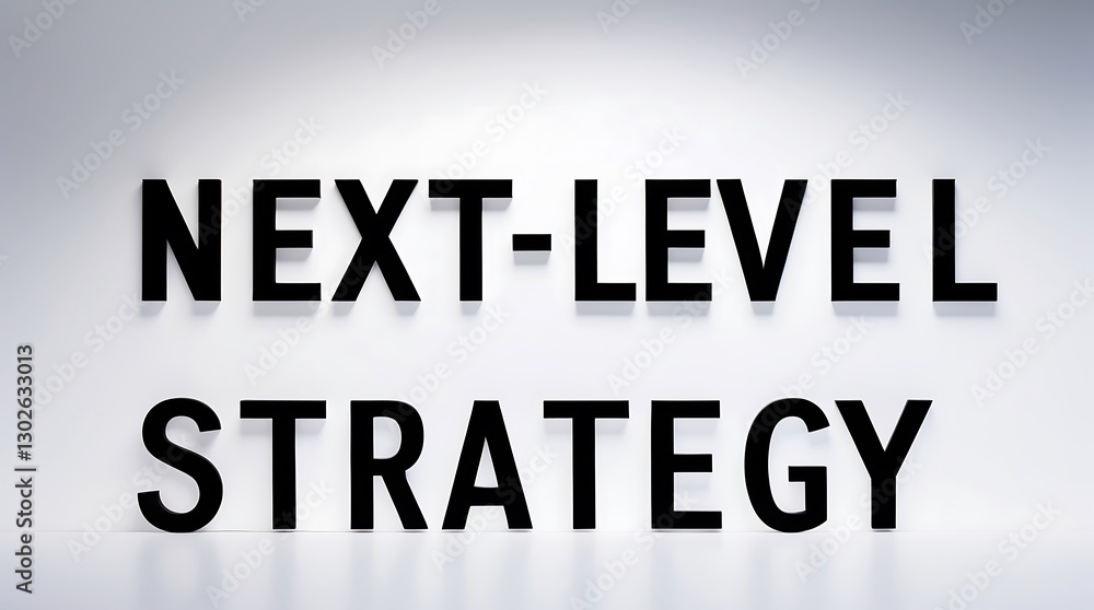 Bold letters spell out next-level strategy against a clear background, emphasizing innovative thinking Bold letters spell out next-level strategy against a clear background, emphasizing innovative thinking