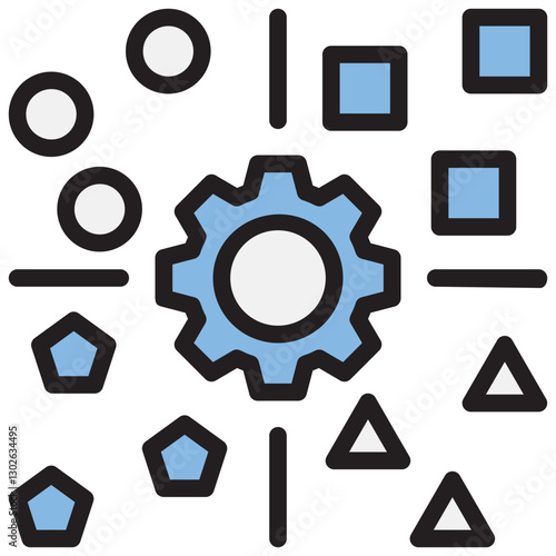 Clustering Blue Black Icon