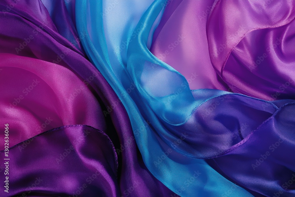 Obraz premium Flowing Silk Fabrics in Shades of Purple and Blue with Soft, Smooth Textures