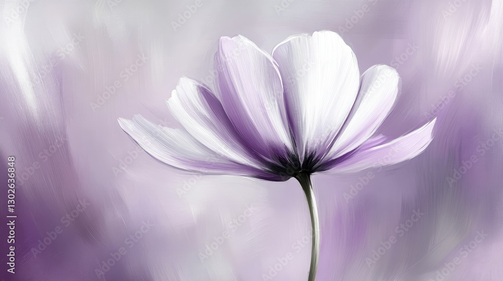 Fototapeta premium Beautiful Purple Flower on Soft Blurred Background in Pastel Tones