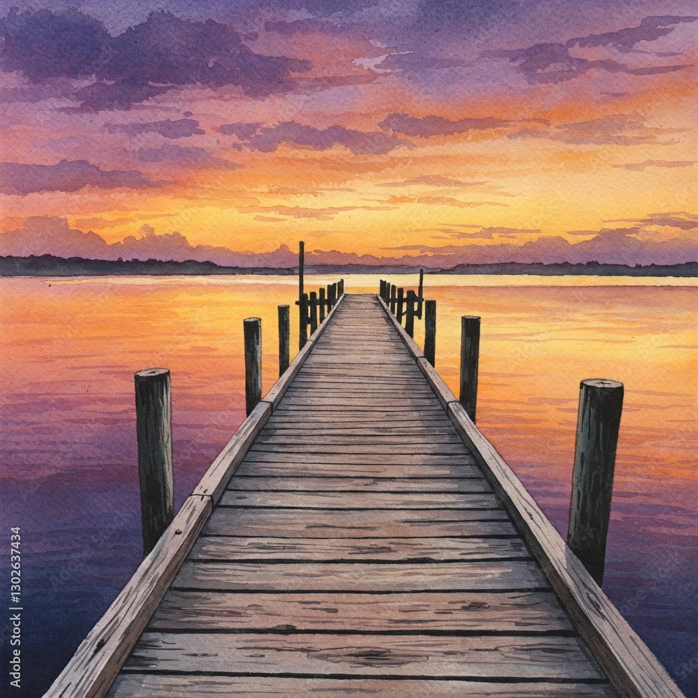 Fototapeta premium Old Wooden Pier at Sunset