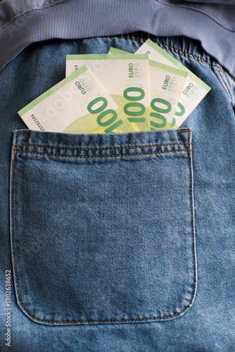 Obraz na płótnie Euro banknotes in trouser pocket.
w salonie