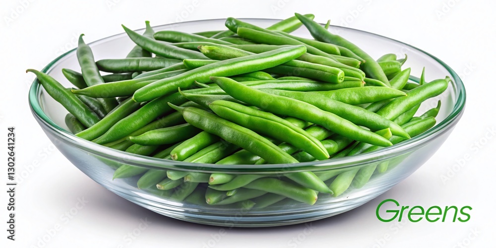 Fresh Green Beans in Glass Bowl - Ready for Cooking, PNG Fresh Green Beans in Glass Bowl - Ready for Cooking, PNG