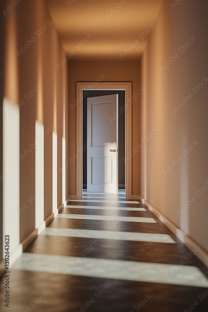 Modern hallway with open door. 3d render. Modern hallway with open door. 3d render.