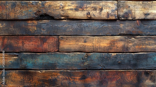 Wallpaper Mural Detailed view of weathered wooden planks showcasing rich textures and colors in a rustic setting Torontodigital.ca