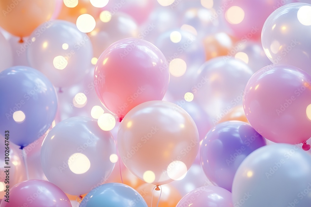 Pastel Balloons with Soft Lighting and Bokeh Background Pastel Balloons with Soft Lighting and Bokeh Background