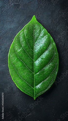 Fresh Leaf on Dark Surface