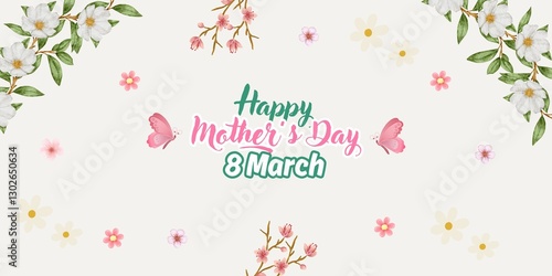 Wallpaper Mural Pink Floral Composition Mother's Day Postcard Background . Mother's Day Poster Template for Social Media. 8 March Greeting Card   Torontodigital.ca