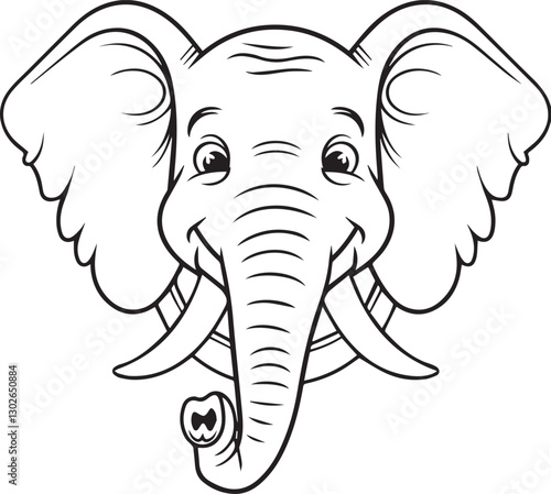 Hand drawn Cute Elephant Line Art coloring page