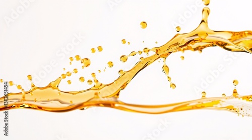 Golden oil splash  isolated on white