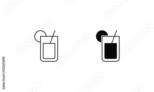 Lemonade icons set line and glyph vector stock illustration