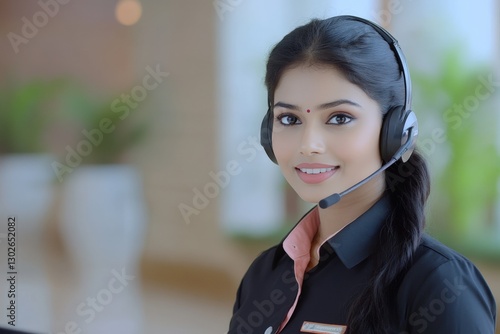 Wallpaper Mural portrait of a smiling indian woman customer service agent Torontodigital.ca