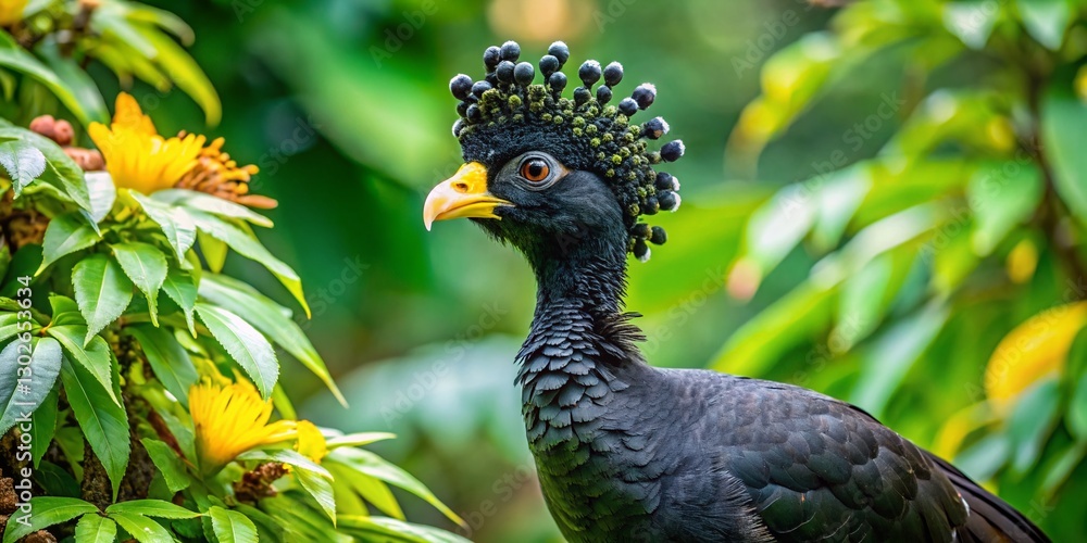 Obraz premium Great Curassow Bird in Costa Rica Rainforest - Wildlife Photography