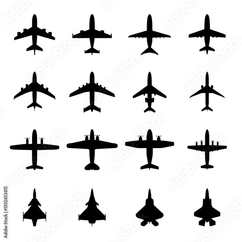 silhouettes symbol aircraft plane vector design