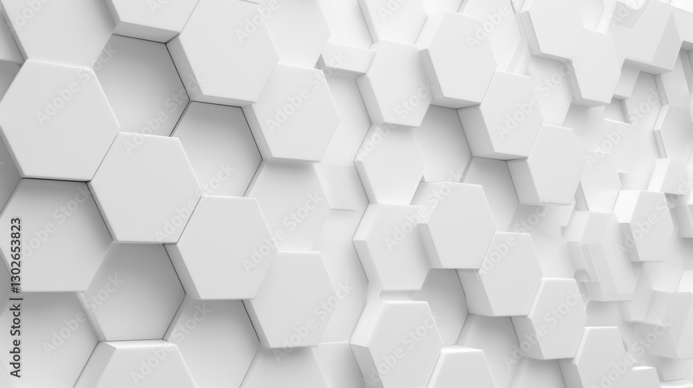 Fototapeta premium Abstract Hexagon Pattern: A Modern 3D White Geometric Design