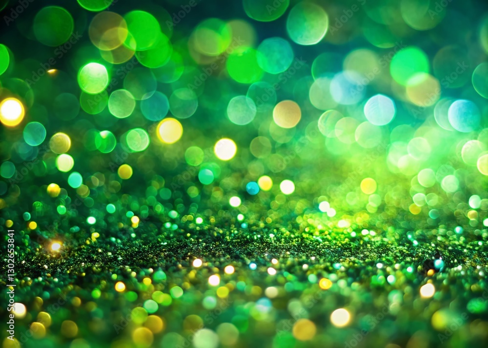 Green Bokeh Confetti Background: Sparkling Glitter & Diamond Dust Long Exposure Photo Green Bokeh Confetti Background: Sparkling Glitter & Diamond Dust Long Exposure Photo