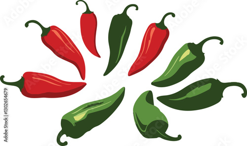 red and green chili peppers
