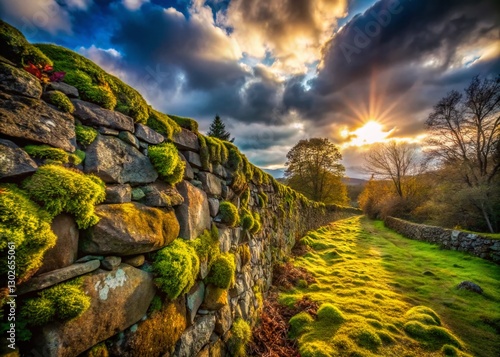 Grunge Wall Texture Landscape Photography: Weathered Stone Background for Design