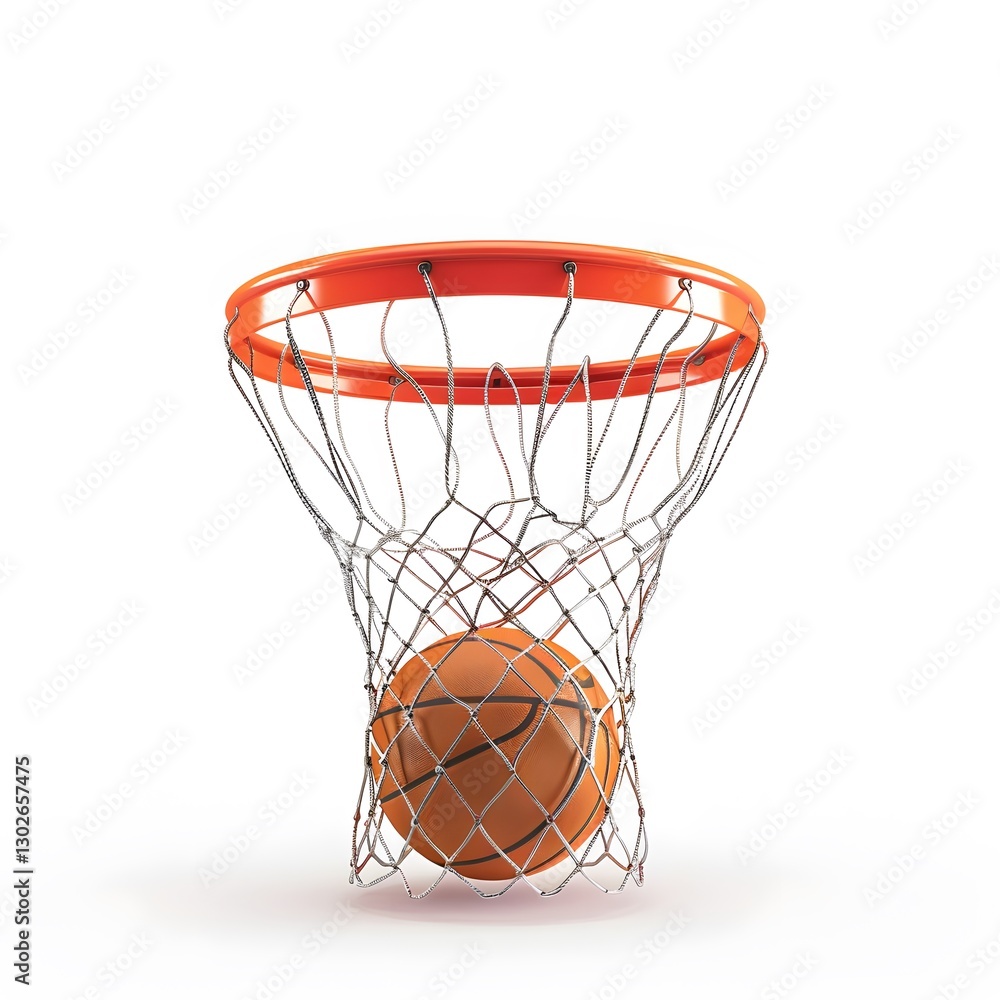 Basketball Hoop with Orange Ball Approaching the Netting Basketball Hoop with Orange Ball Approaching the Netting