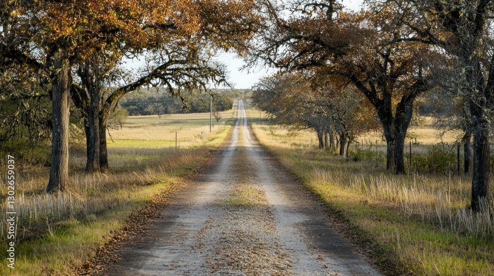 A rustic country road bordered by trees and open fields, leading into the horizon. A rustic country road bordered by trees and open fields, leading into the horizon.