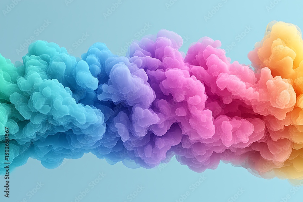 Fototapeta premium Colorful Ink Clouds on Pastel Background