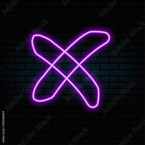 Glowing neon error sign, cancel and reject, X pictogram. Incorrect selection, cross mark cancellation, request disapproval, refusal notification, wrong answer and error. Vector icon set.