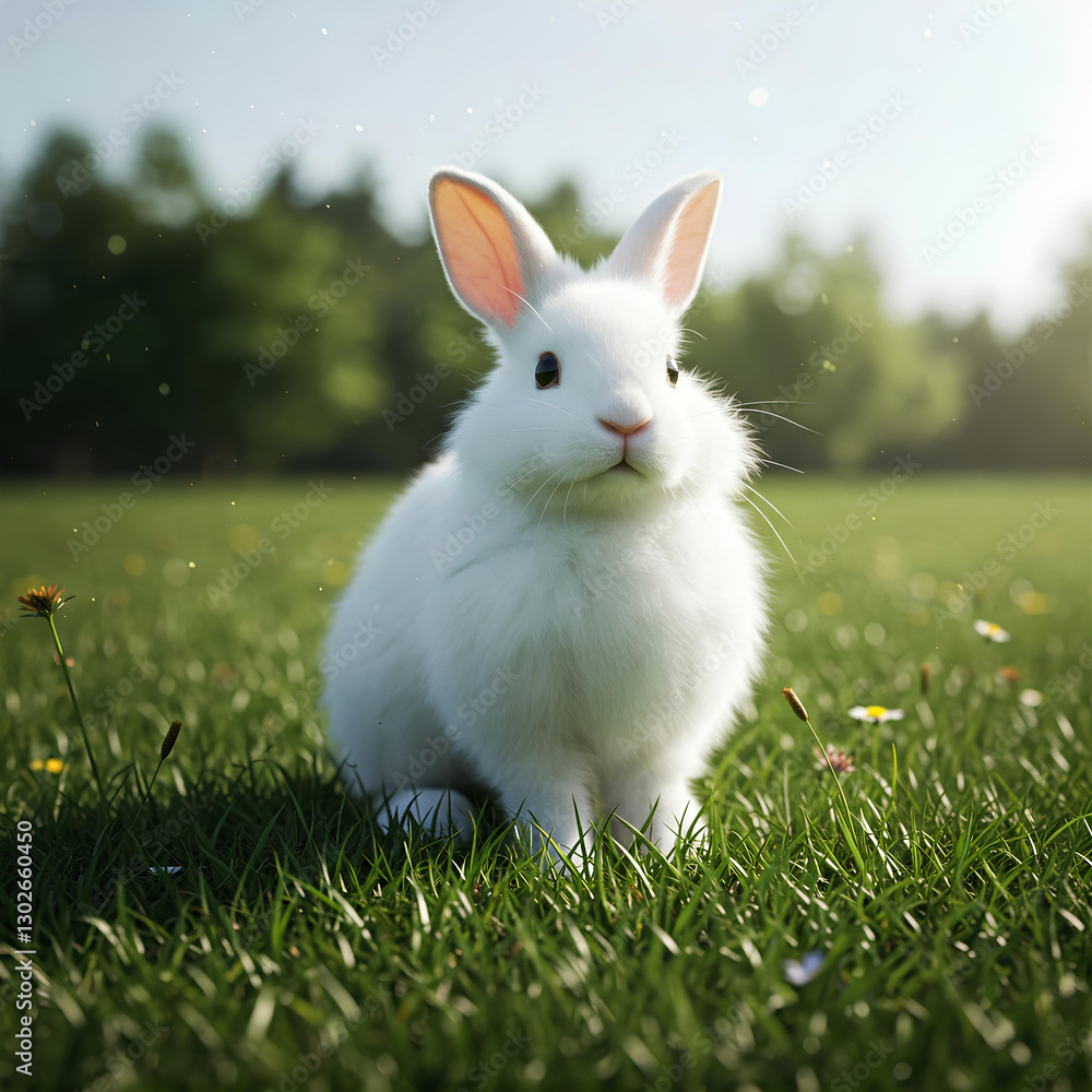 rabbit on grass rabbit on grass