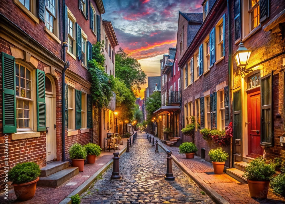 Fototapeta premium Historic Elfreth's Alley, Philadelphia: Urban Exploration Photography