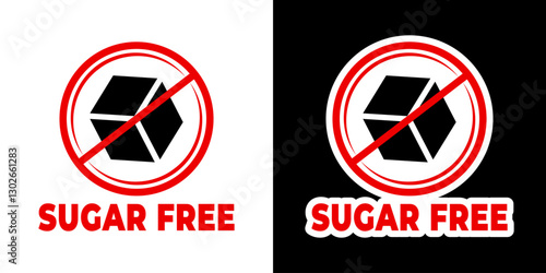 Sugar free icon. No added sugar label. Mark or seal for product packaging isolated.