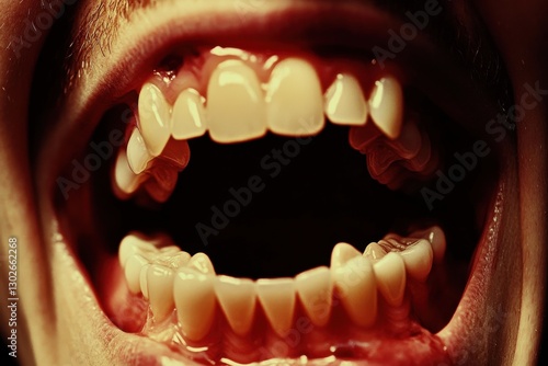 Screaming Mouth for Close-up, Horror, Dark. photo