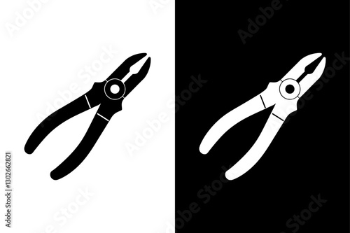 Stylized Pliers Tool Icon Elegant Black Silhouette Design.