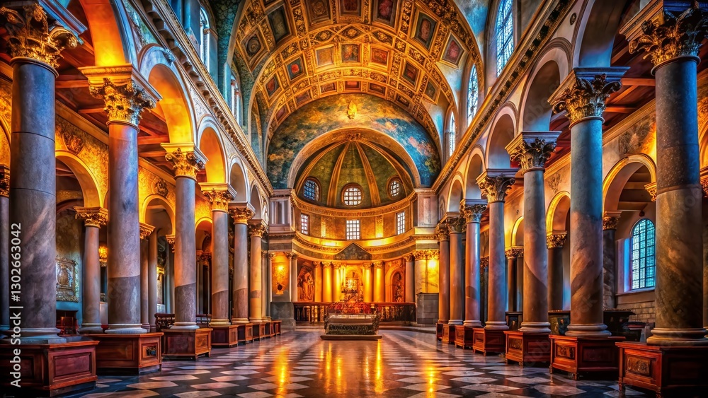 Fototapeta premium Low Light Photography: Roman Chapel Interior, Basilica Santa Maria Trastevere