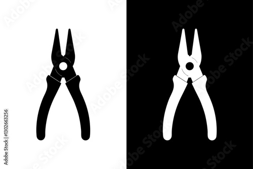 Stylized Pliers Tool Icon Elegant Black Silhouette Design.