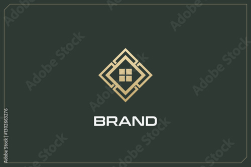 Home Building Logo Modern Structure Gold