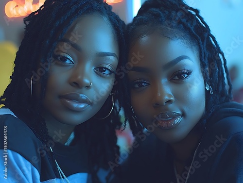 Close-up, Two Black Women, Cafe
