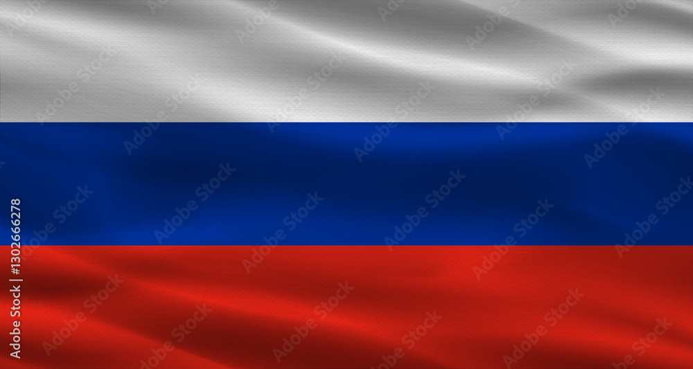 Russian flag with fabric texture. Realistic flag of Russia waving Russian flag with fabric texture. Realistic flag of Russia waving