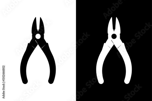 Black & White Pliers Icon Minimalist Silhouette Vector for Mechanics.