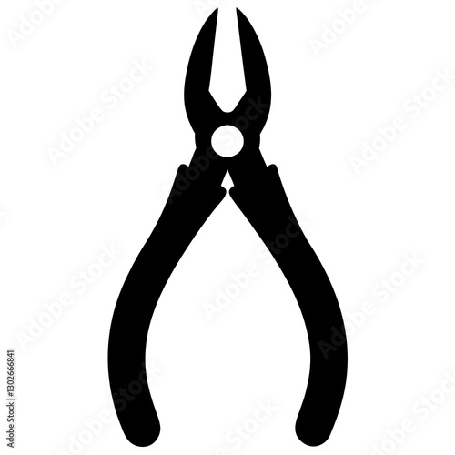 Minimalist Pliers Silhouette Vector Icon Clean White Background.