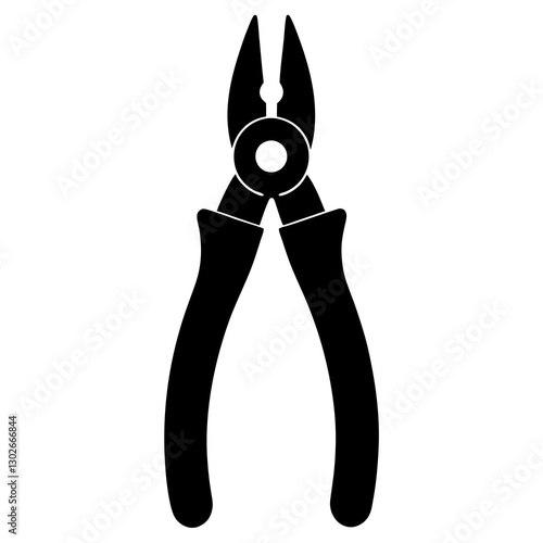 Versatile Hand Tool Pliers Icon Black Silhouette Vector for Design Use.