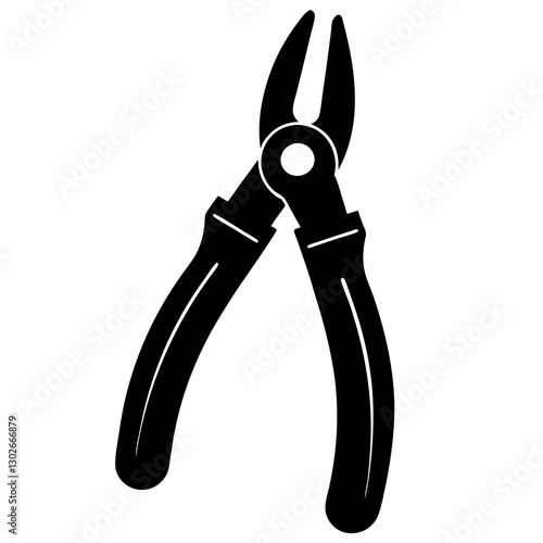 Minimalist Pliers Silhouette Vector Icon Clean White Background.
