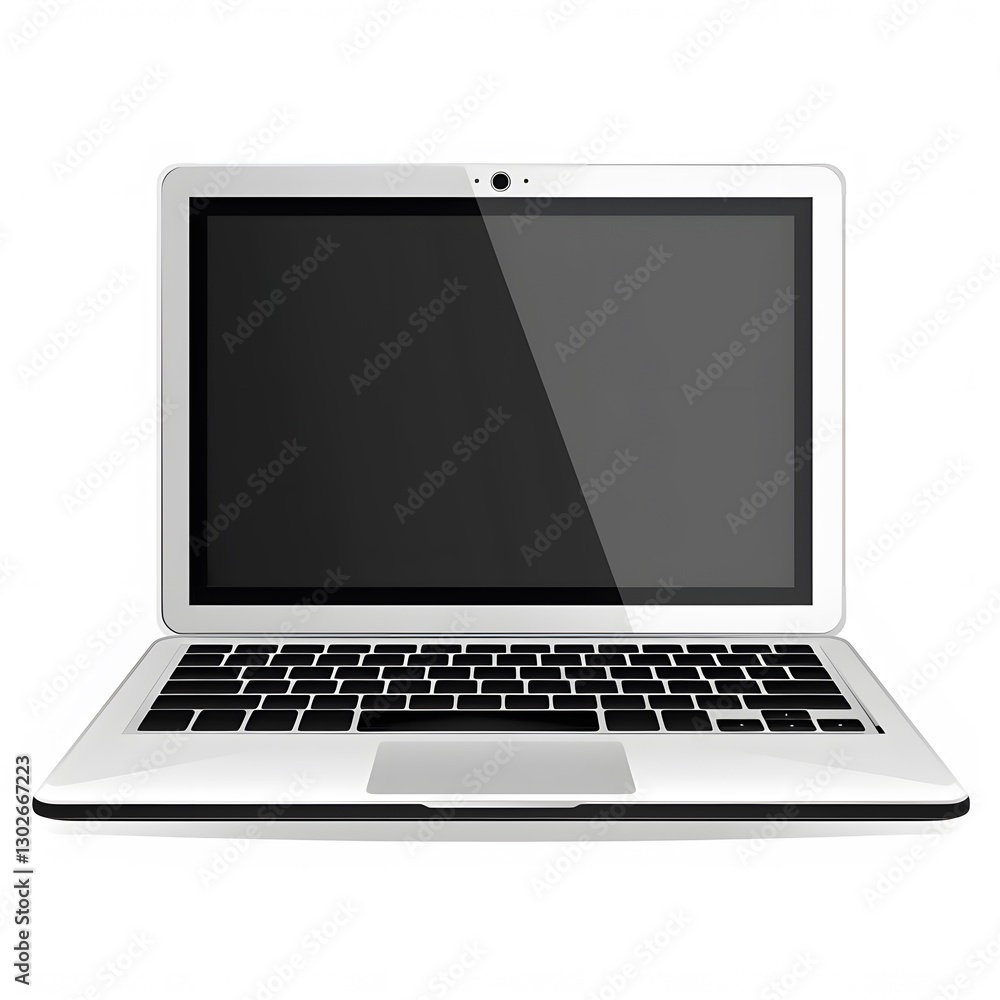 Clean and Modern Open Laptop with Blank Screen on White Background Clean and Modern Open Laptop with Blank Screen on White Background