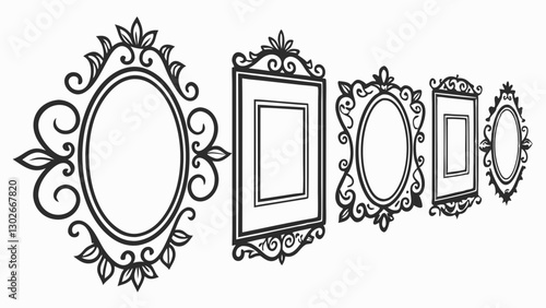Wallpaper Mural Ornate Vintage Picture Frames Vector Set: Decorative Oval & Rectangle Frame Designs for Art, Photos, and Elegant Wall Decor Elements Torontodigital.ca