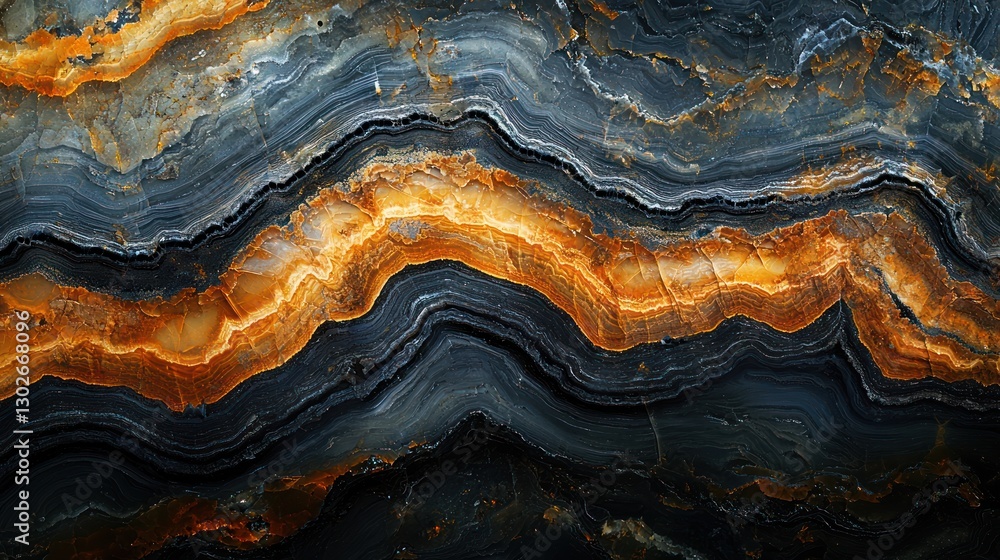 Obraz premium Vibrant Striped Agate with Orange and Black Color Patterns