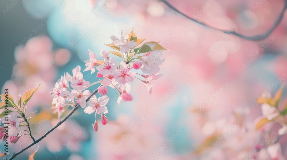 Delicate Cherry Blossom Flowers in Soft Pink Shades with Bokeh Effect Delicate Cherry Blossom Flowers in Soft Pink Shades with Bokeh Effect