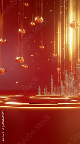 Futuristic cityscape with glowing elements