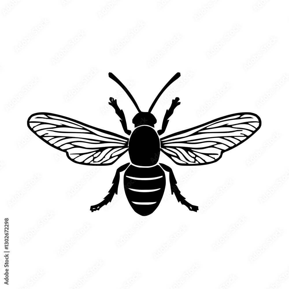 An illustration featuring a black Bee hieroglyph silhouette set against a clean white background showing a detailed bee with wings spread and antennae, symbolizing kingship and industry. An illustration featuring a black Bee hieroglyph silhouette set against a clean white background showing a detailed bee with wings spread and antennae, symbolizing kingship and industry.