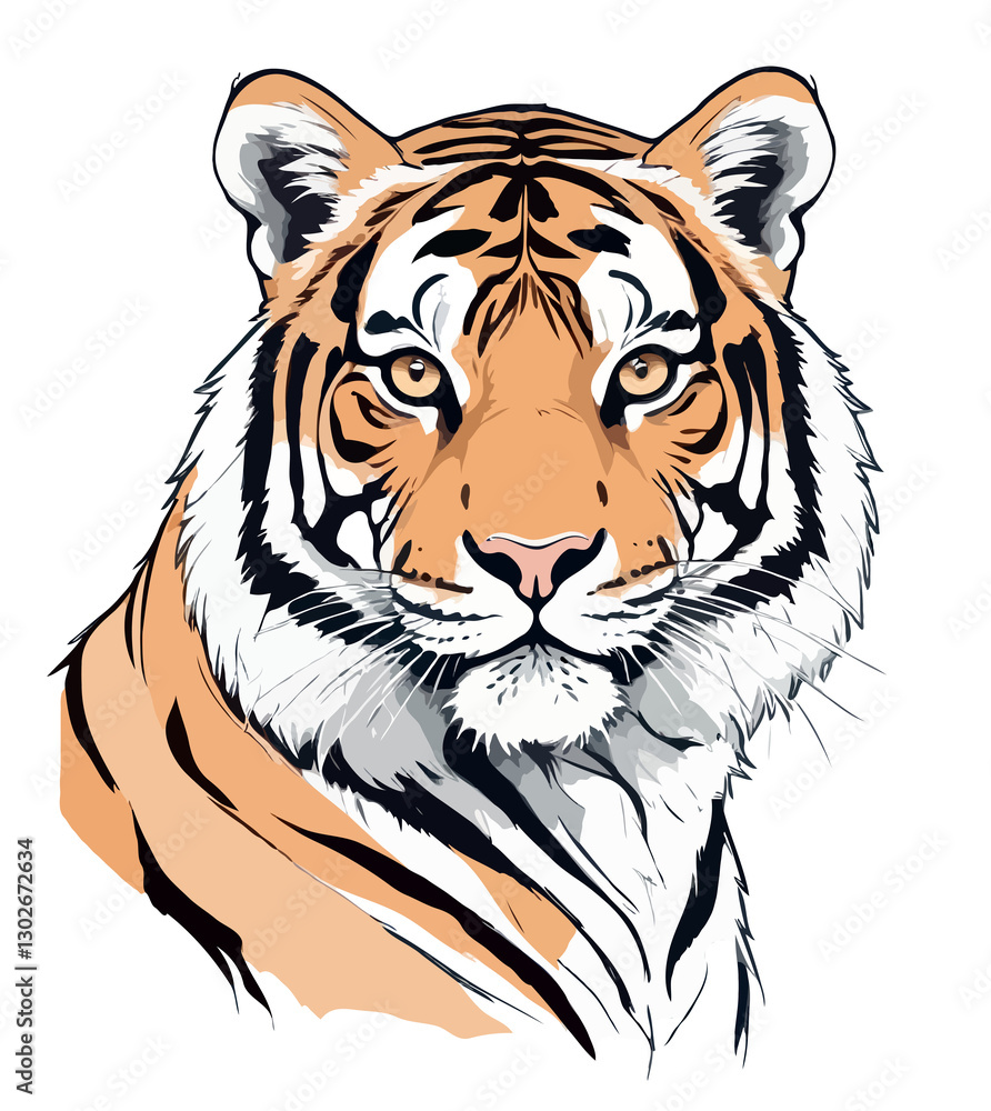Obraz premium Tiger Vector Art with Vibrant Colour Illustration